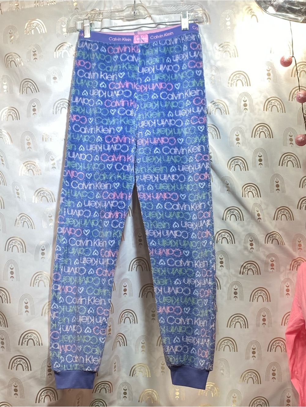 Calvin Klein Kids Purple Logo-Print Joggers with Multicolor Accents